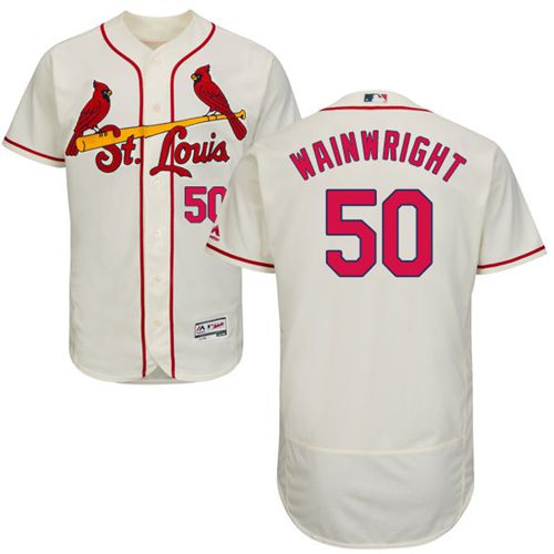 Cardinals #50 Adam Wainwright Cream Flexbase Authentic Collection Stitched MLB Jersey - Click Image to Close